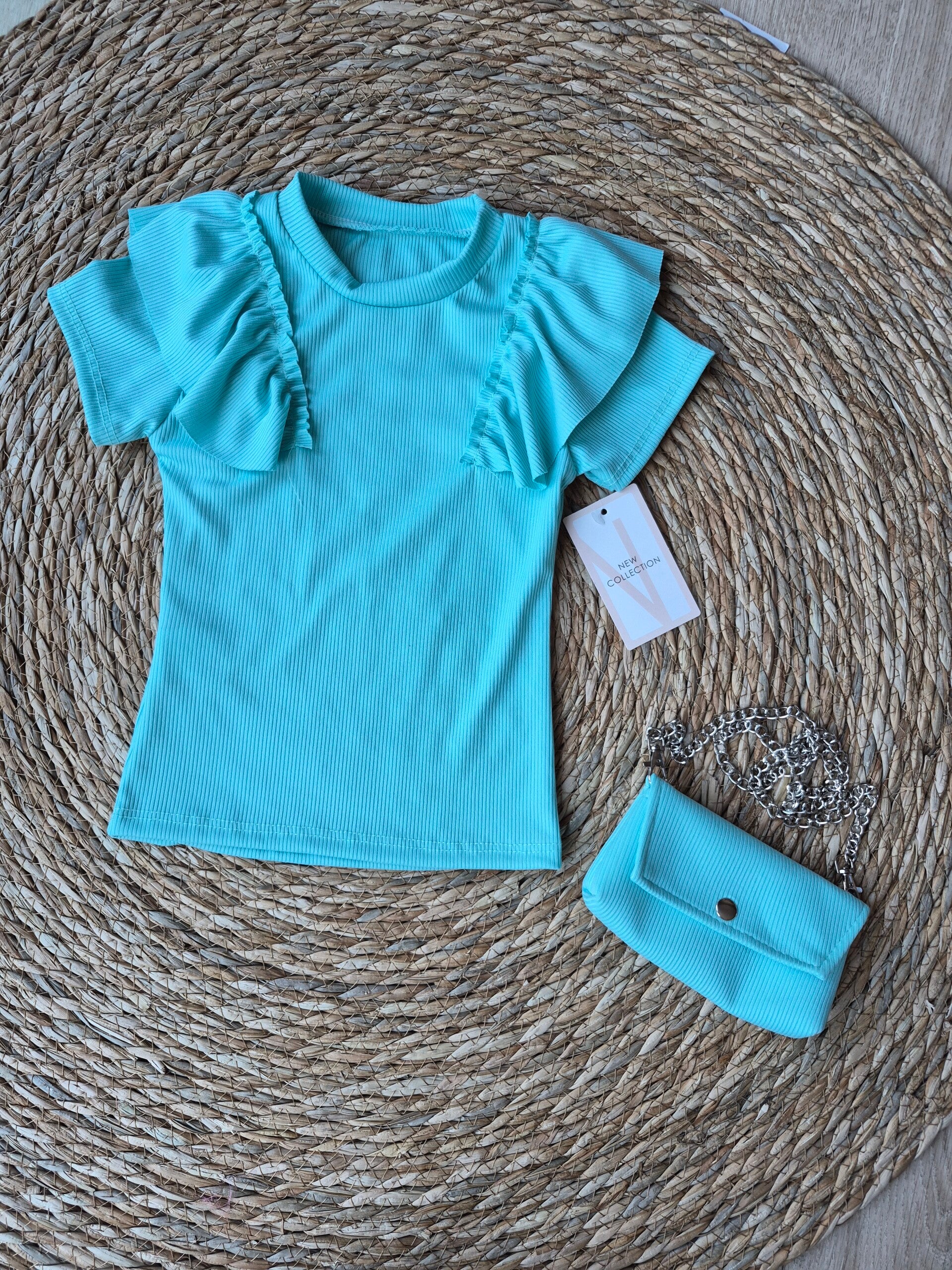 Top met tas "zeegroen"
