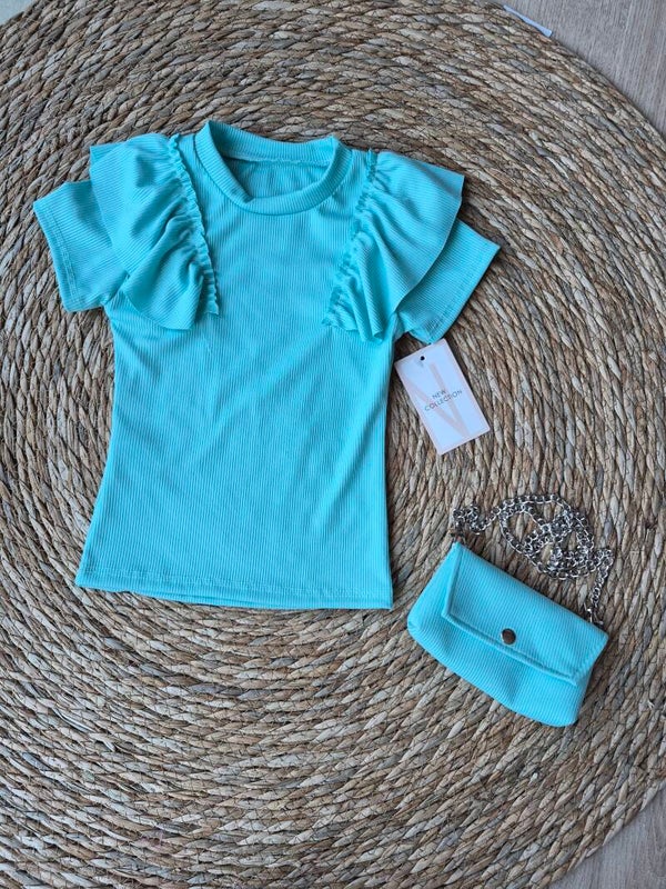 Top met tas "zeegroen"