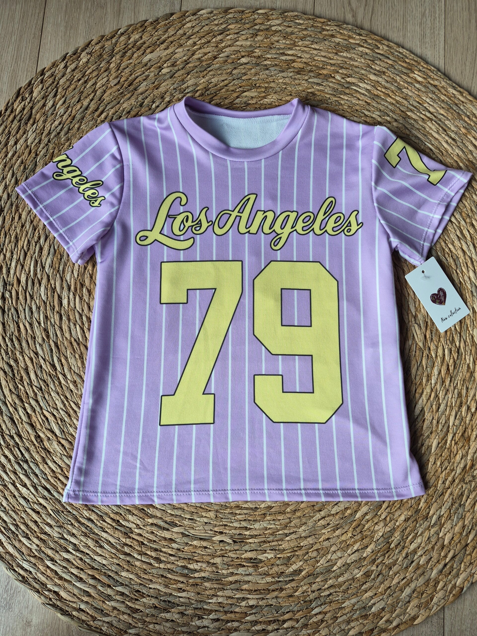 Baseball shirt lila/ geel