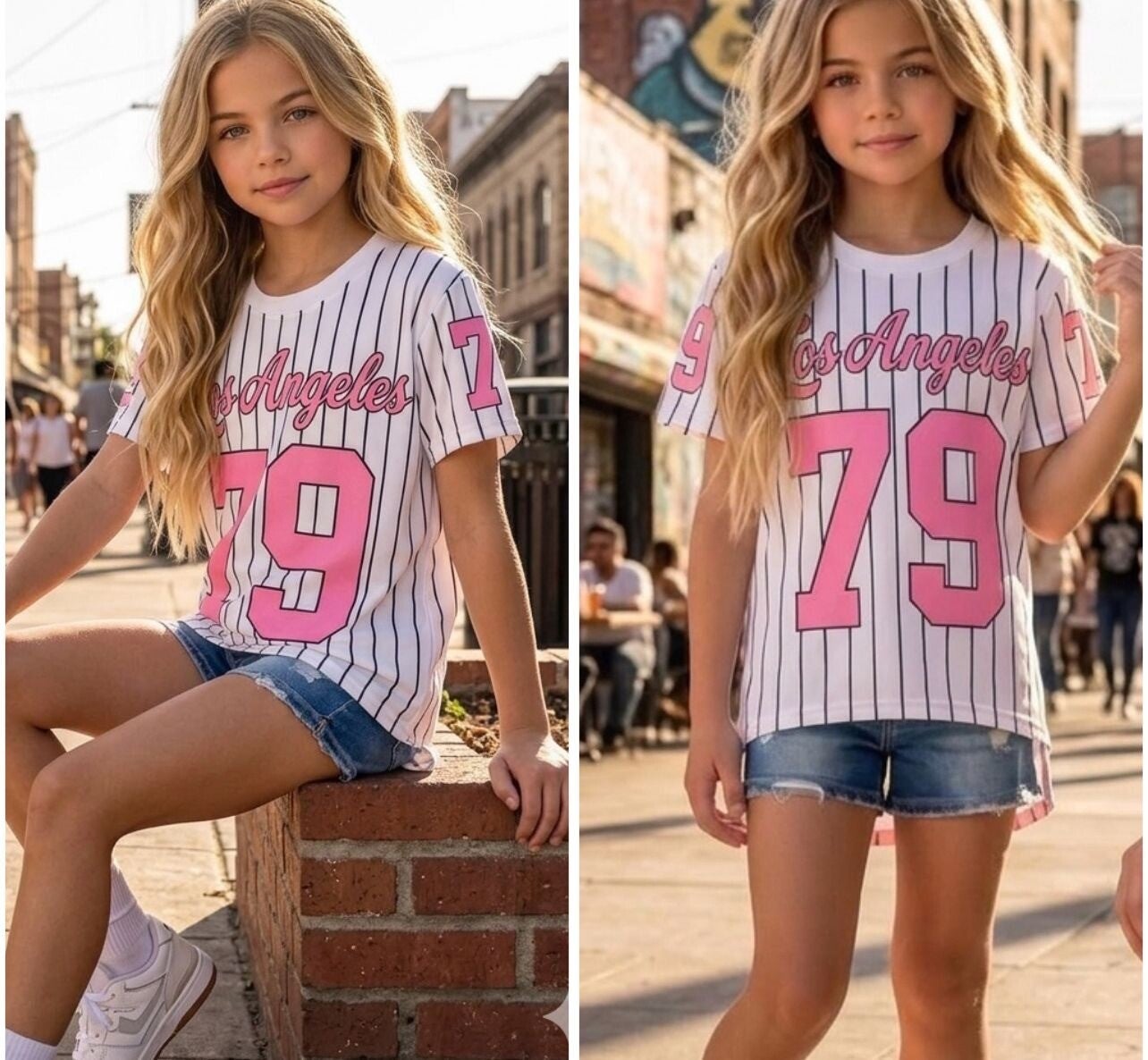 Baseball shirt wit/ roze