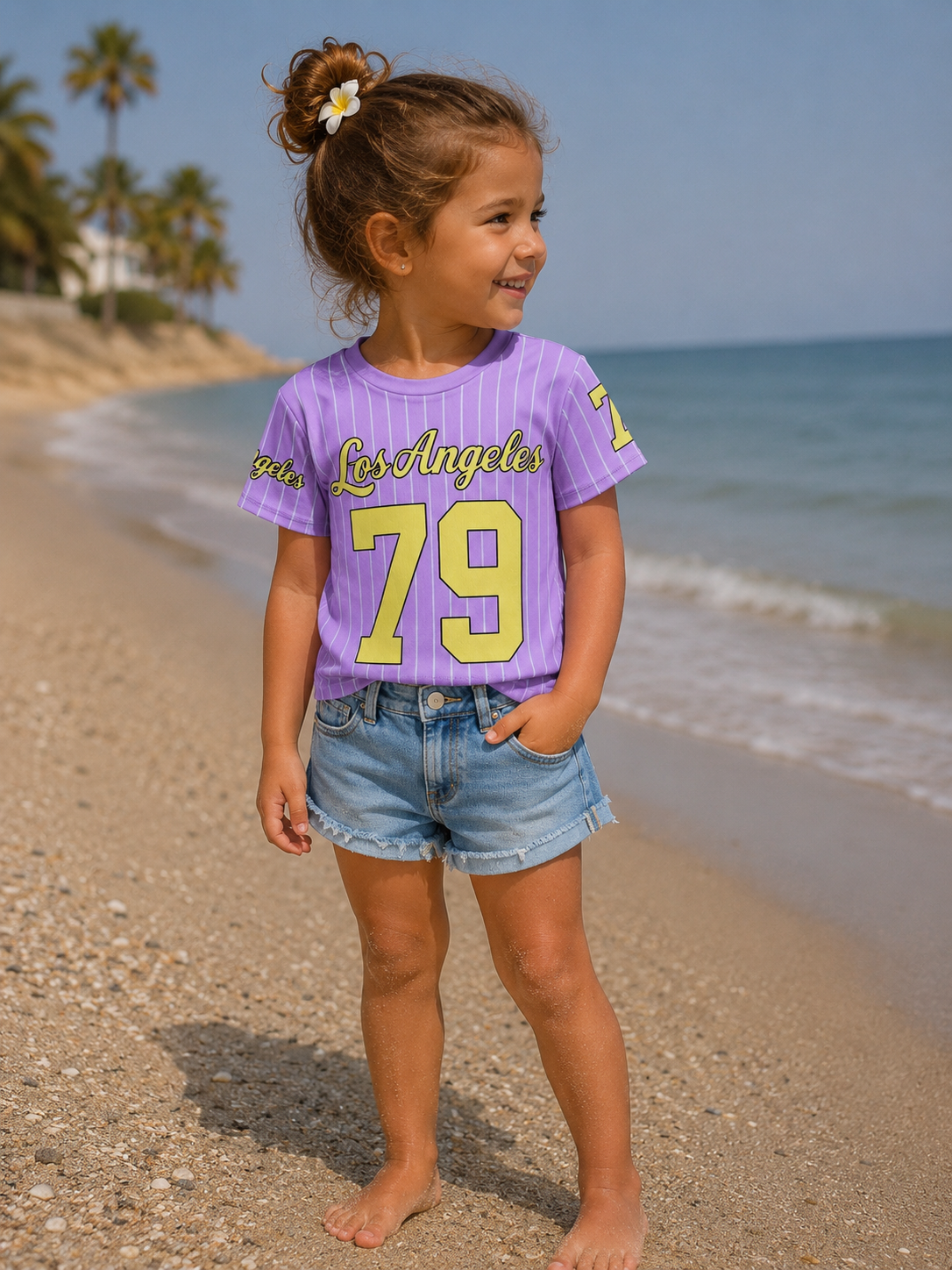 Baseball shirt lila/ geel
