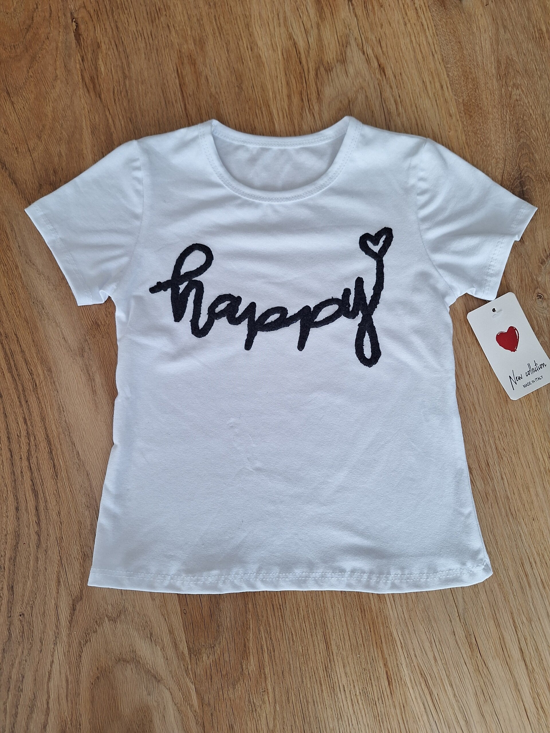 Shirt ''Happy'' zwart