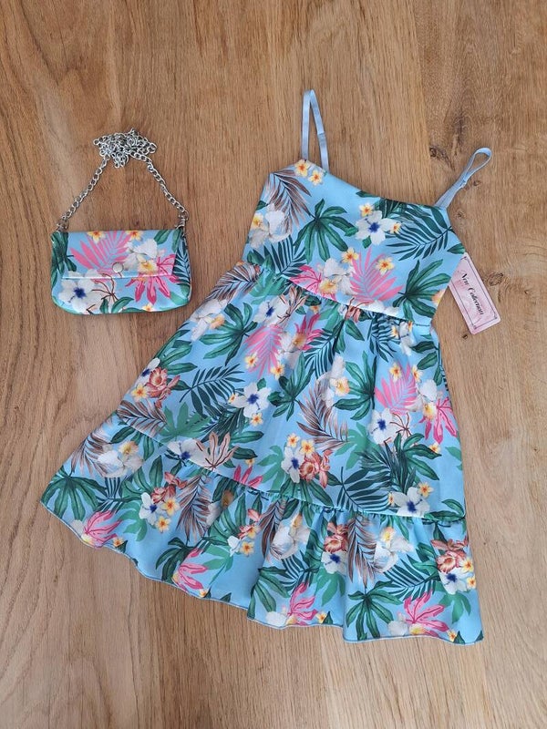 Jurk "Aqua" met bloemmotief