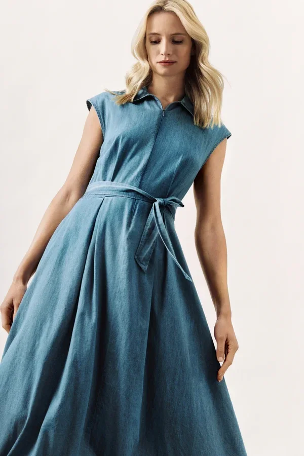 SCAPA FLOW DRESS BODI DENIM BLUE