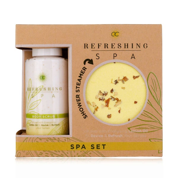 Refreshing Spa Wellness-Set – Geschenkset mit Körperpeeling & Shower Steamer