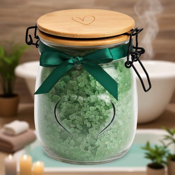 Herzglas mit Badesalz - Wellness Geschenk