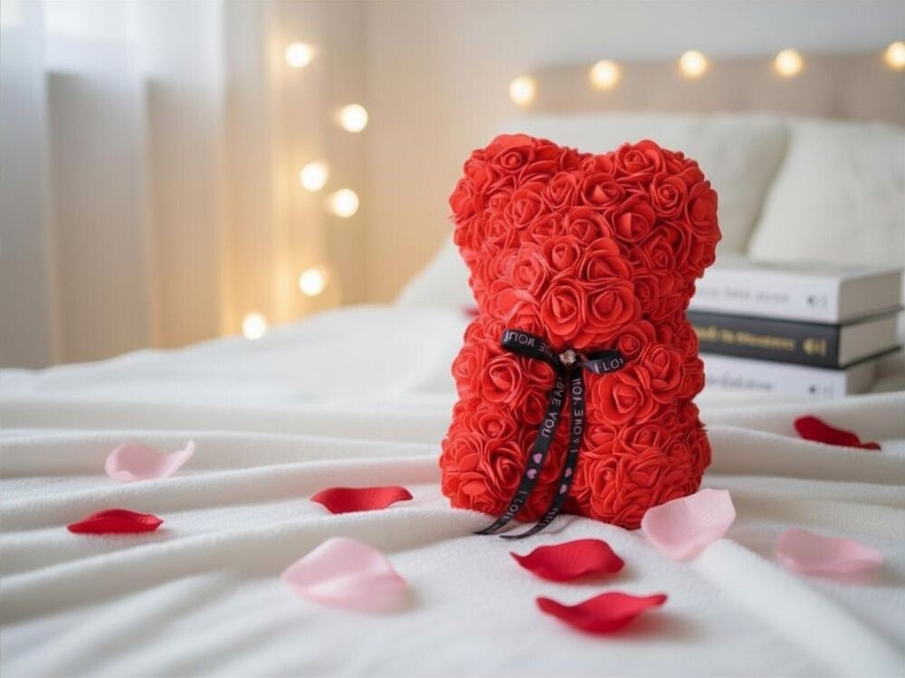 Rosen Teddybär für Valentinstag - Romantisches Geschenk