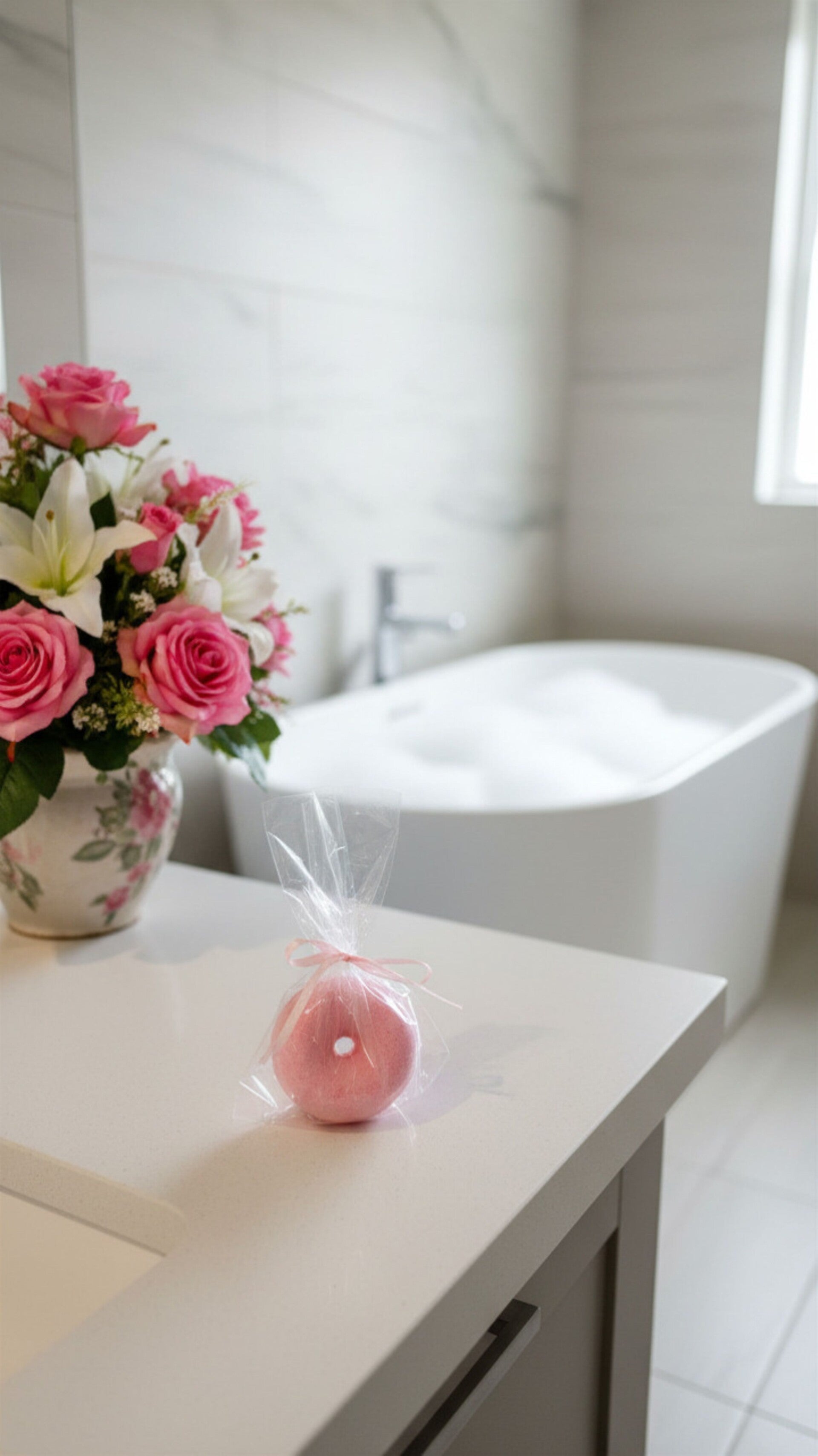 Donut Badebombe Rosa - Wellness Geschenk