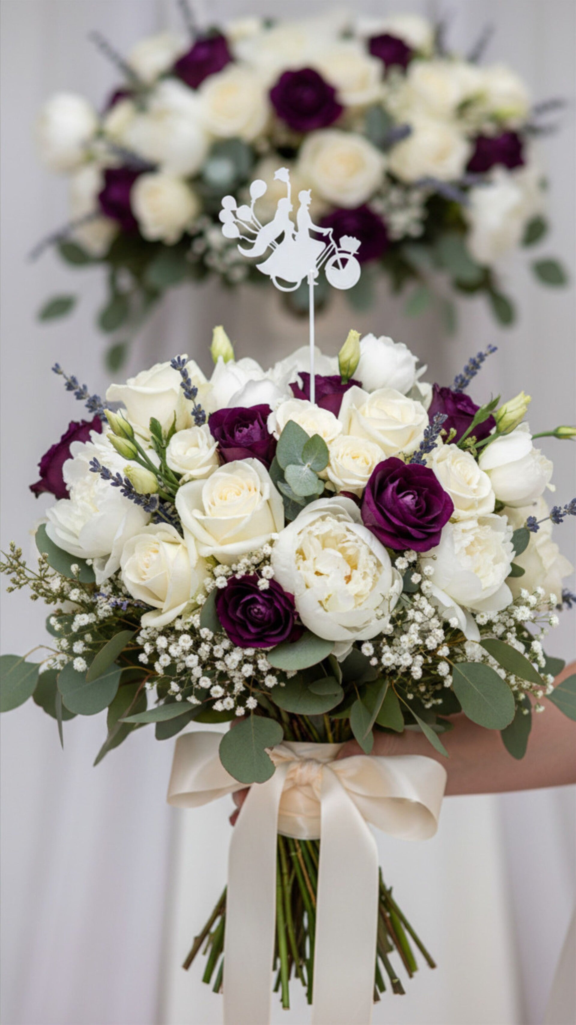 Geschenk Hochzeit Brautpaar auf Fahrrad - Blumendeko