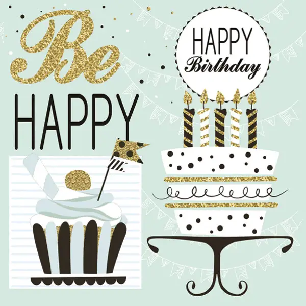 Happy Birthday Servietten Mint für Geburtstage - Partydeko