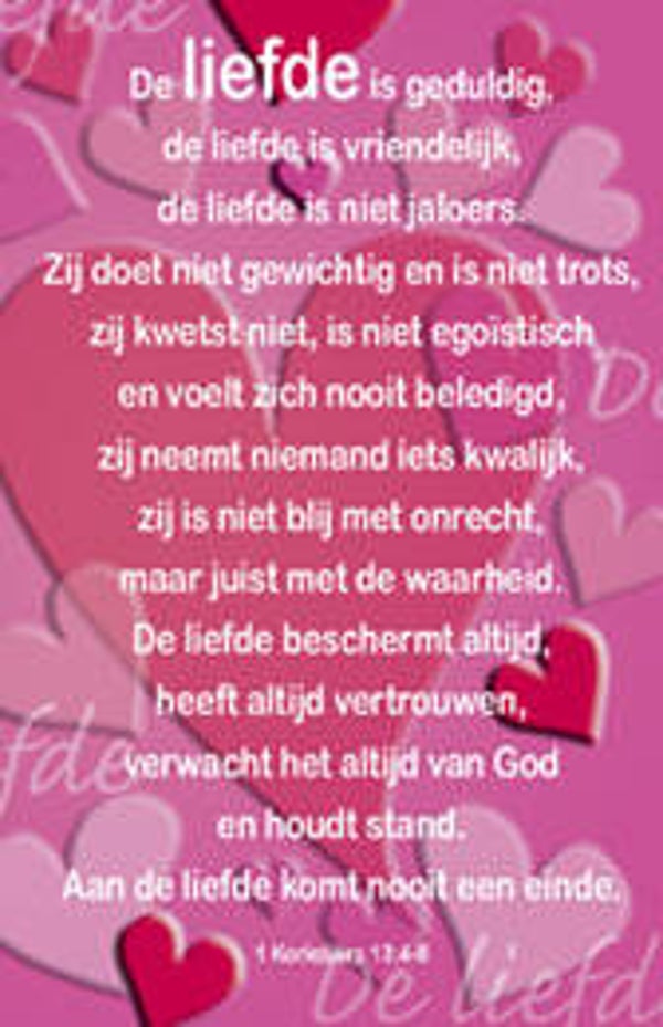 Bemoedigingskaartje CR70   -  1 Korintiërs 13:4-8