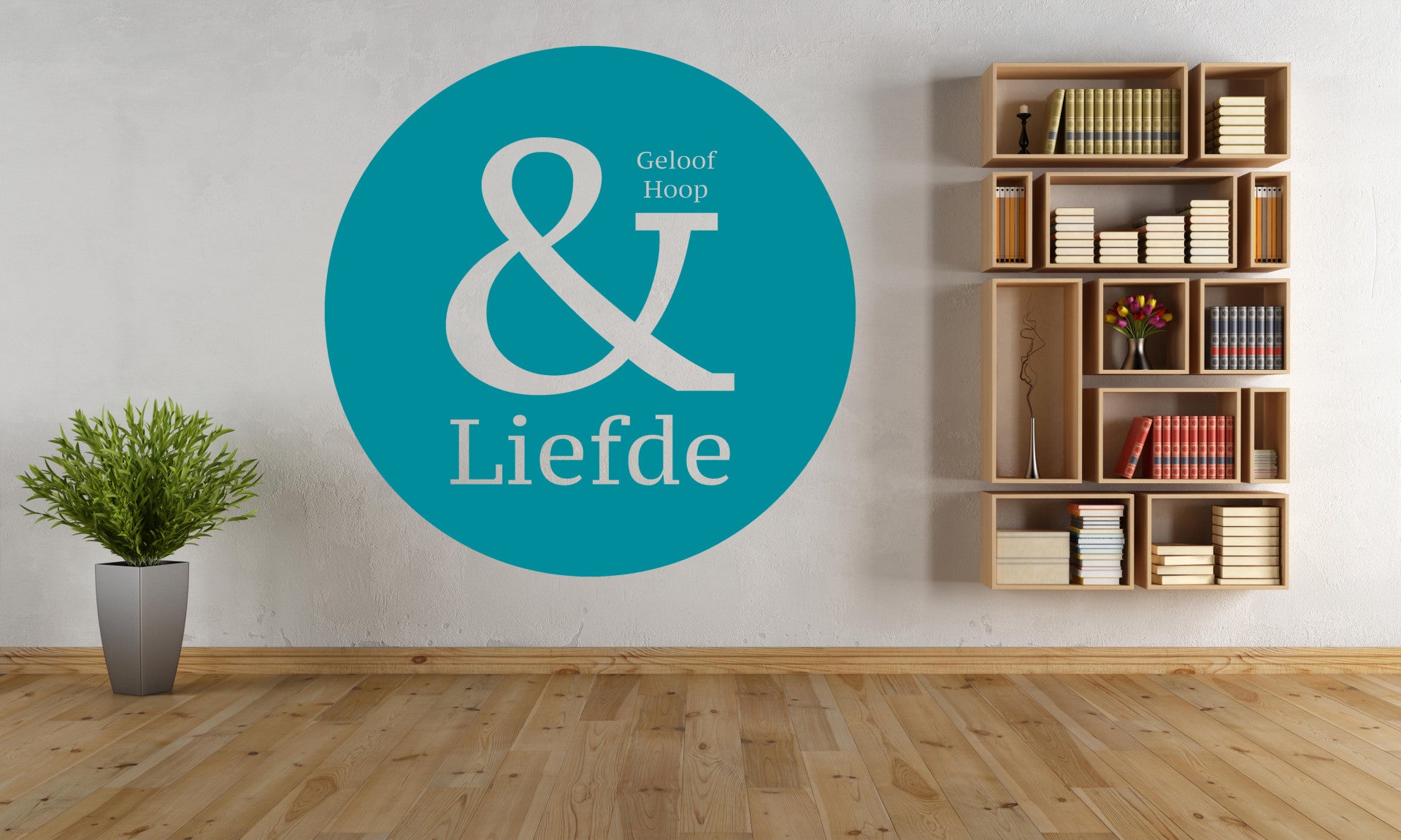 Muursticker 191126 - Geloof Hoop & Liefde in cirkel