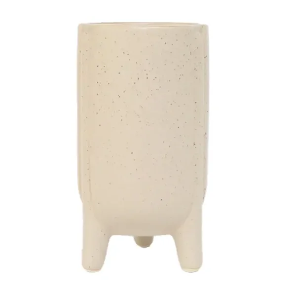 Bloempot op pootjes, kleur zand 12,5x12,5x23cm (bxdxh)