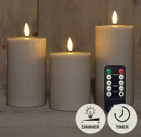 LED STOMPKAARS SET VAN 3, RIBBEL, RUSTIEK 3D LONT, TAUPE