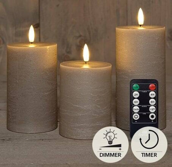 LED STOMPKAARS SET VAN 3, RUSTIEK 3D LONT, TAUPE