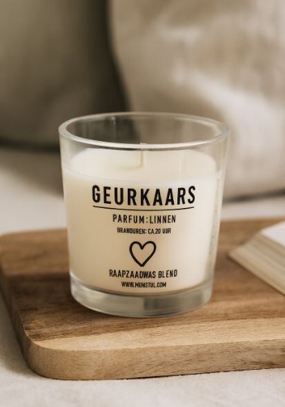 MIJN STIJL Geurkaars hart parfum linnen