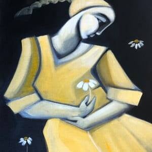 &quot;The Yellow Dress&quot; Acrylic on Linen h52 x 47 cm