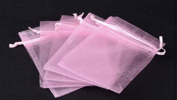 Roze organza zakjes 5st