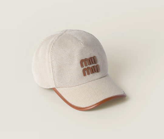 Canvas and leather baseball cap