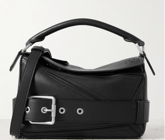 Puzzle Biker small belted leather tote