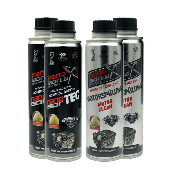 NanoBorTeX Motor-Power 2x Motoröl Additiv / Zusatz + 2x Motorspülung / Motor Cleaner