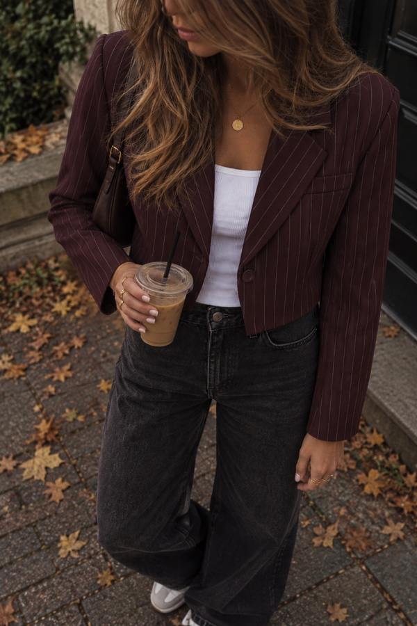 Cropped blazer - Burgundy