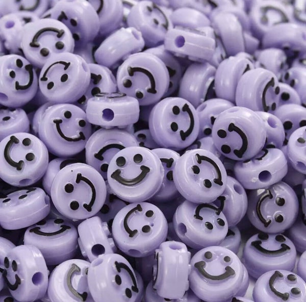 Acryl smileykralen - lila/zwart | 5 stuks