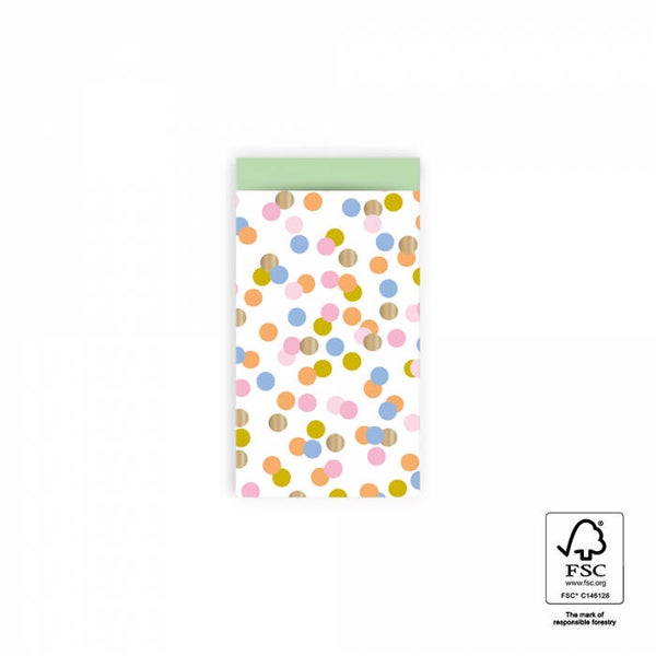 Pastel confetti inpakzakje - 7x13cm