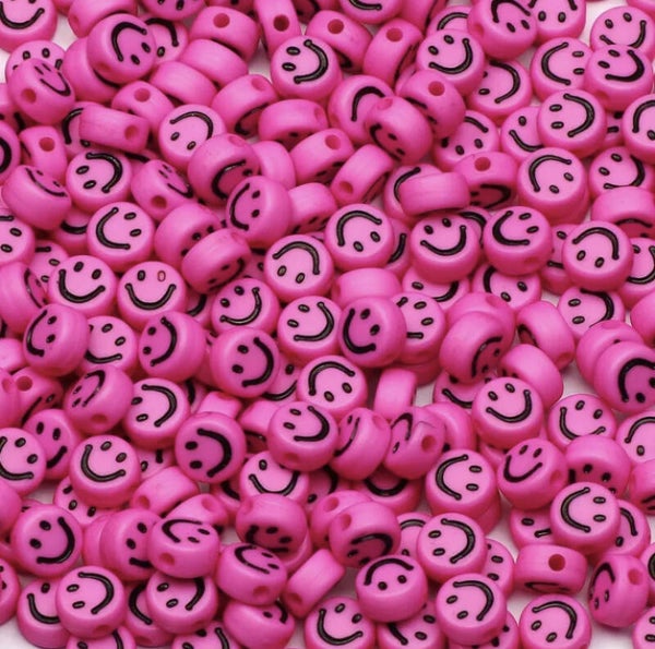 Mini smileykralen - neon roze | 10 stuks