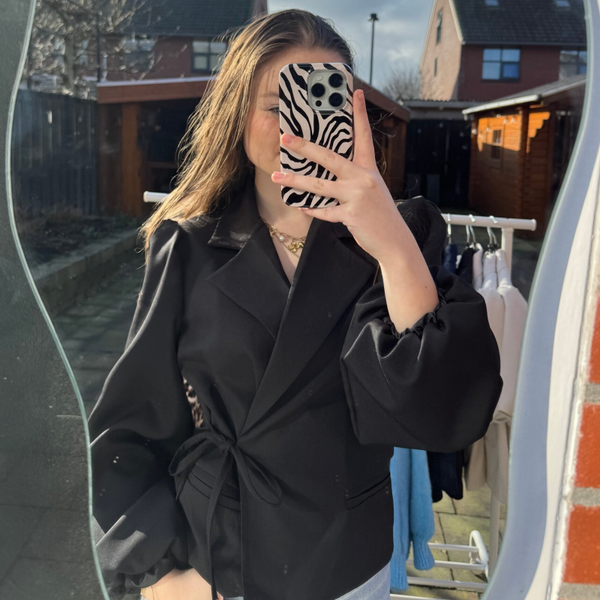 Wrap blazer LONG - Zwart