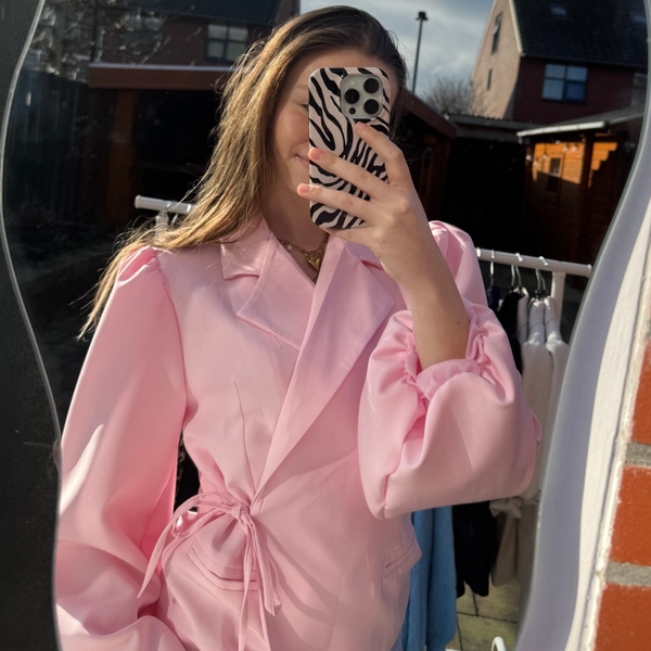 Wrap blazer LONG - Baby pink
