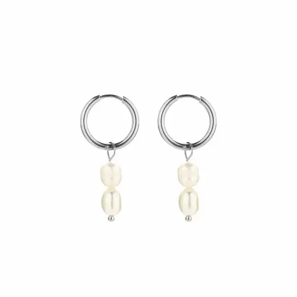 Pearl oorbellen - zilver