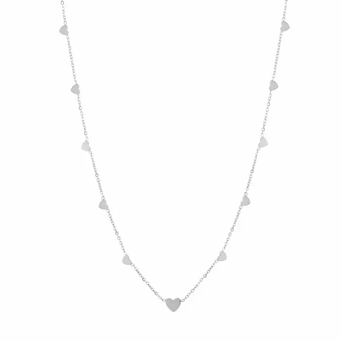 Multiple hearts ketting - zilver