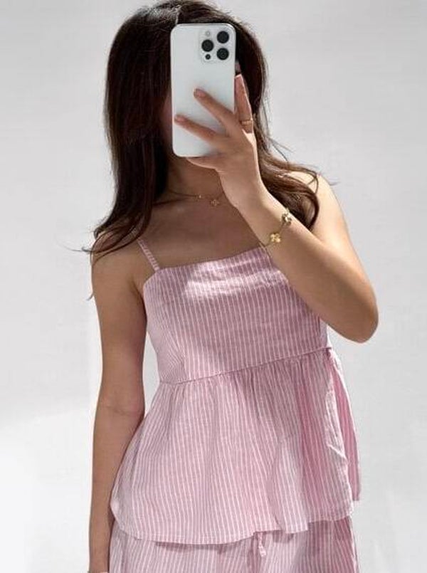 Sabrina linnen top - Pink