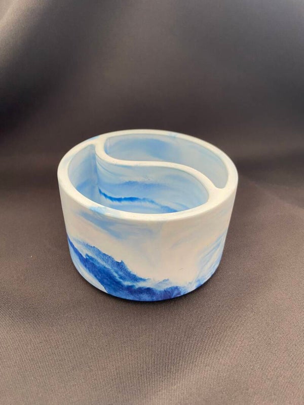 Yin yang potje - blauw/wit