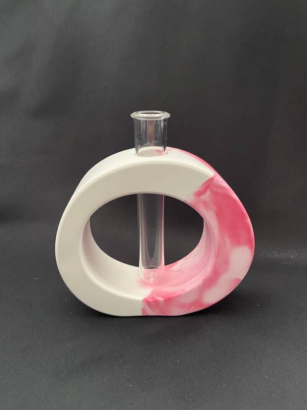Vaasje roze/wit