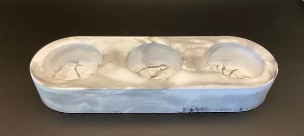 Theelichthouder - 3in1 - grijs 'marmerlook'