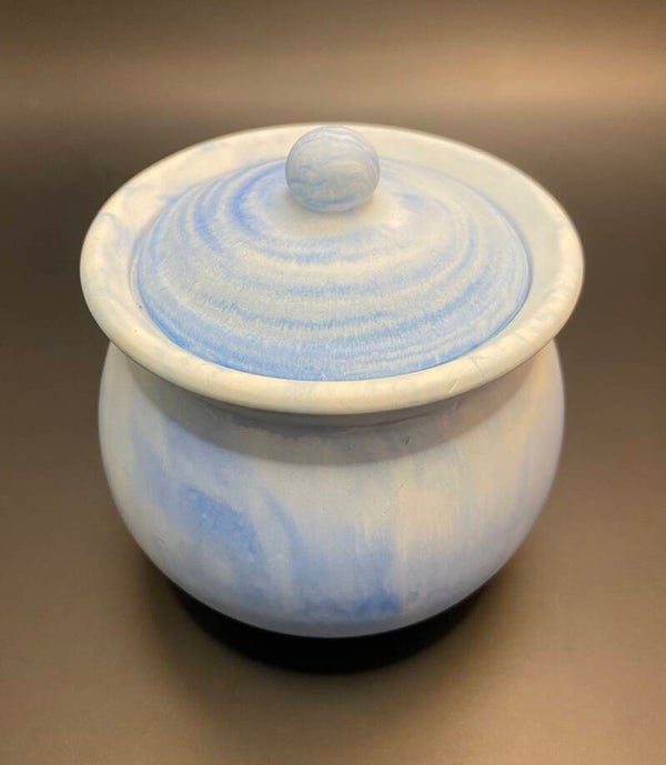 Bolvormig potje met deksel - blauw