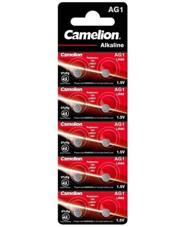 Camelion AG1 / LR60 / LR621 / 364 Alkaline Knoopcelbatterijen Blister á 10 Batterijen