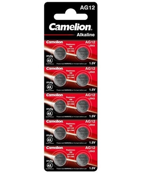 Camelion AG12 / LR43 / LR1142 / 301 Alkaline Knoopcelbatterijen Blister á 20 Batterijen