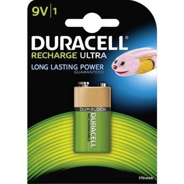 Duracell Recharge Ultra Long Lasting Power Rechargeable NiMH 9V Batterijen 6HR61 (170 mAh) Blister á 5 Batterijen