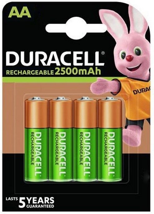 Duracell Recharge Ultra Long Lasting Power Rechargeable NiMH AA Batterijen HR06 (2500 mAh) Blister á 4 Batterijen