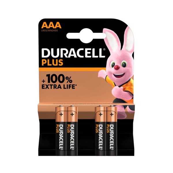 Duracell Plus 100% Extra Life AAA Batterijen LR03 Blister á 4 Batterijen