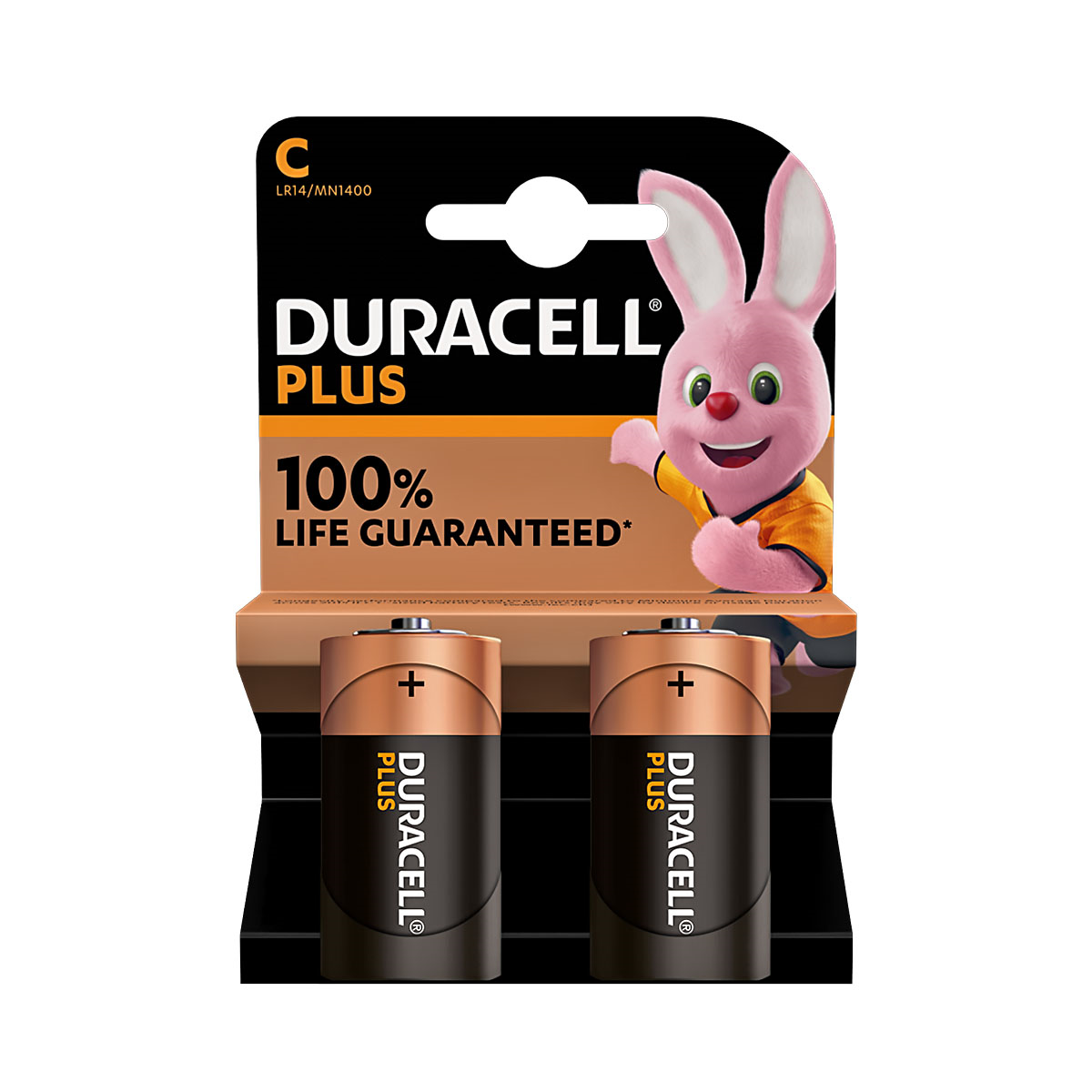 Duracell Plus 100% Extra Life C Batterijen LR14 Blister á 2 Batterijen