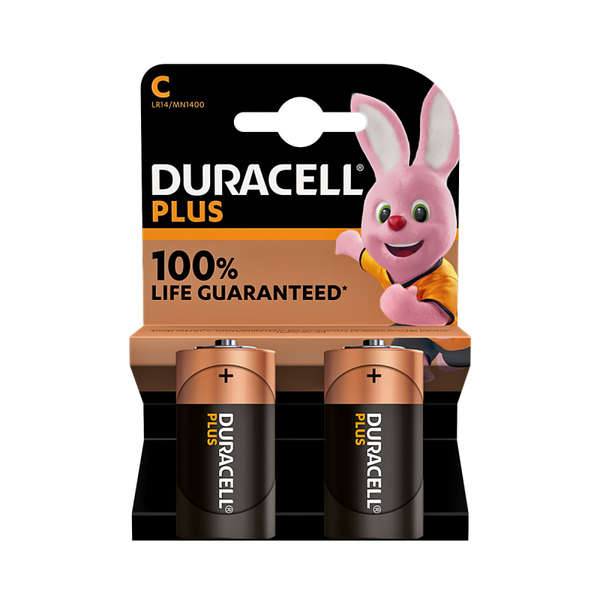 Duracell Plus 100% Extra Life C Batterijen LR14 Blister á 2 Batterijen