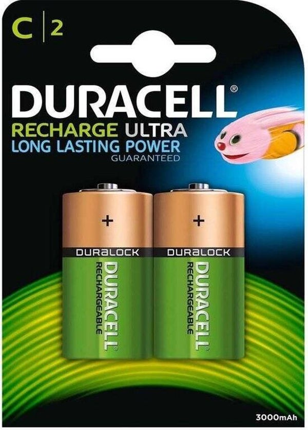 Duracell Recharge Ultra Long Lasting Power Rechargeable NiMH C Batterijen HR14 (3000 mAh) Blister á 4 Batterijen