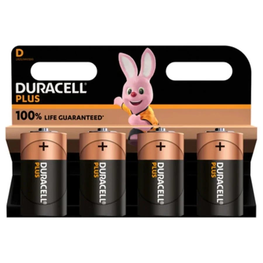 Duracell Plus 100% Extra Life D Batterijen LR20 Blister á 4 Batterijen