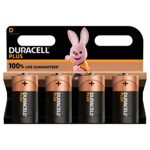 Duracell Plus 100% Extra Life D Batterijen LR20 Blister á 4 Batterijen
