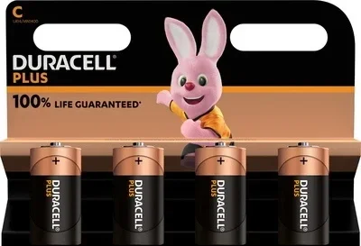 Duracell Plus 100% Extra Life C Batterijen LR14 Blister á 4 Batterijen