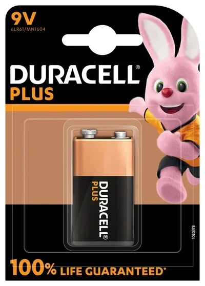 Duracell Plus 100% Extra Life 9V Batterij 6LR61 Blister á 1 Stuk